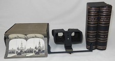 Antique Keystone Metal Stereoscope Viewer W/100 Views Vol. 1  2