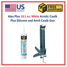 Alex Plus 10.1 oz. White Acrylic Caulk Plus Silicone and Anvil Caulk Gun