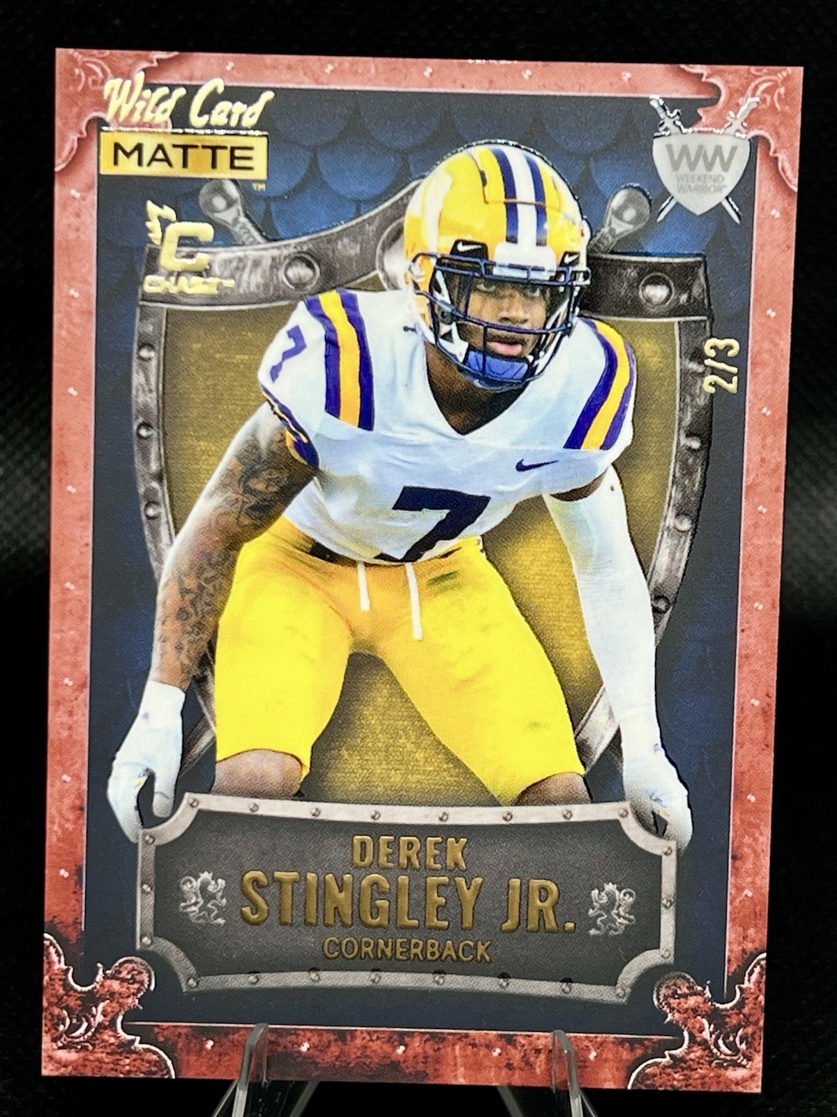 Derek Stingley Jr. Wild Card Matte Blue Draft Picks Weekend Warrior #WW11 Crimson Frame-Orange