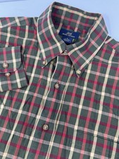 Brooks Brothers Mens Shirt Size Medium 346 Button Down Green/Red Plaid J7