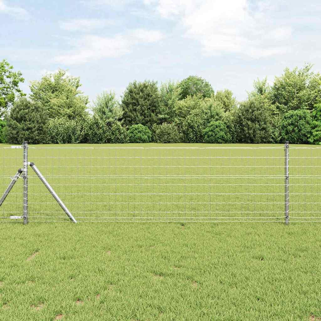 Recinzione Acciaio e PVC Argento 0,4 x 10 m con Supporti