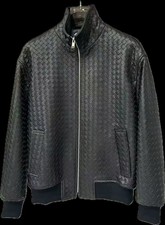 Bottega Veneta Men s Black Woven Leather Bike...