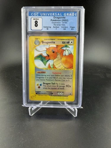 2002 POKEMON EXPEDITION DRAGONITE #9/165 RARE REVERSE HOLO CGC 8 OLD LABEL