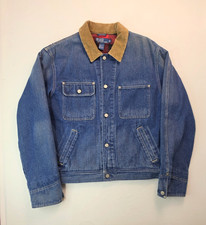 Polo Ralph Lauren Dungaree Vintage 90s Red Plaid Lined Denim Jacket Mens Large L