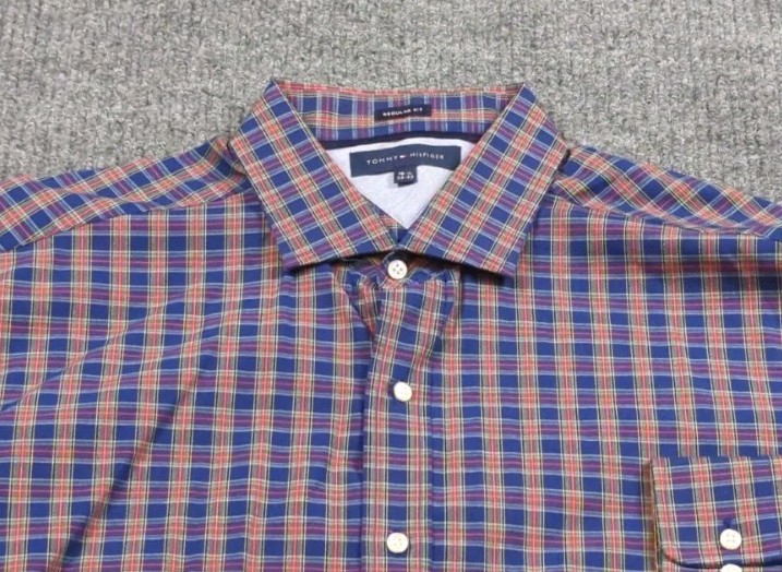Tommy Hilfiger Shirt Mens 16.5-32/33 Check Long Sleeve Cotton Button Preppy
