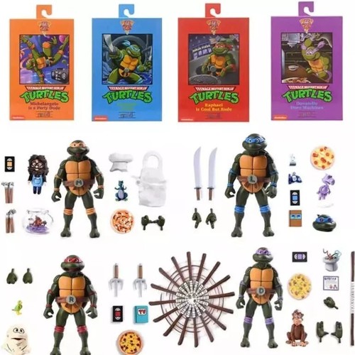 Turtles Leonardo Michelangelo Donatello Raphael Cartoon Vhs Box Neca - Imagen 1 de 8