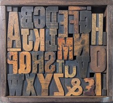 Antique Vintage Letterpress Assemblage Printing Blocks Type Framed Art Alphabet