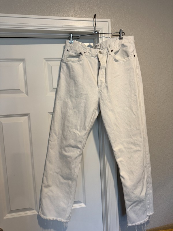 Agolde 90’s Jeans Mid Rise Loose Fit Button Fly Wide Leg White Womens 30 EUC