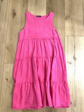 Francesca Bettini Hot Pink Sleeveless Shift Tiered Dress Size Large 100% Linen