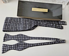 Robert Talbott Bow Tie  Cummerbund Pure 100 Silk Protocol Black Silver Diamonds