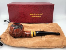 Mario Grandi Smooth Straight Briar Pipe w/ Light Curved Tip (UNSMOKED)