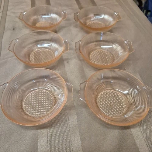 Vintage Pink Jeannette Homespun Fine Ribbed 5 1/2" Dessert Bowl