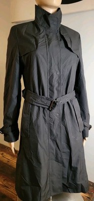 Burberry London Black Belted Trench Coat Womens US 6 Mid-length Light Raincoat 