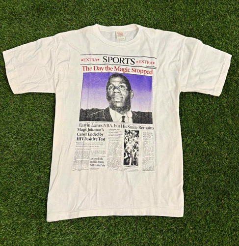 Magic Johnson Pray For Magic Lakers HIV T Shirt 1990s vintage concert t-shirt, vintage, size XL, single stitch, B+ condition