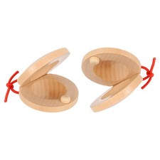 2 Pcs Wooden Castanets, Hand Finger Castanets for Adults Beginner Toy Wood Color