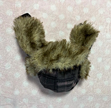 City Hunter USA Plaid Trapper Hat Faux Fur Ear Flap Fur Trim Gray/Pink One Size