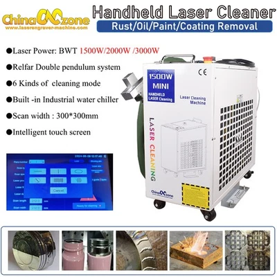CHINACNCZONE 1500W-3000W Laser Cleaning Machine Remove Oil Paint Laser Rust Removal Tool EU