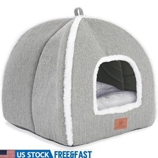 Foldable Cat Bed Tent Soft Plush Warm Scratch Resistant Anti Slip Design New