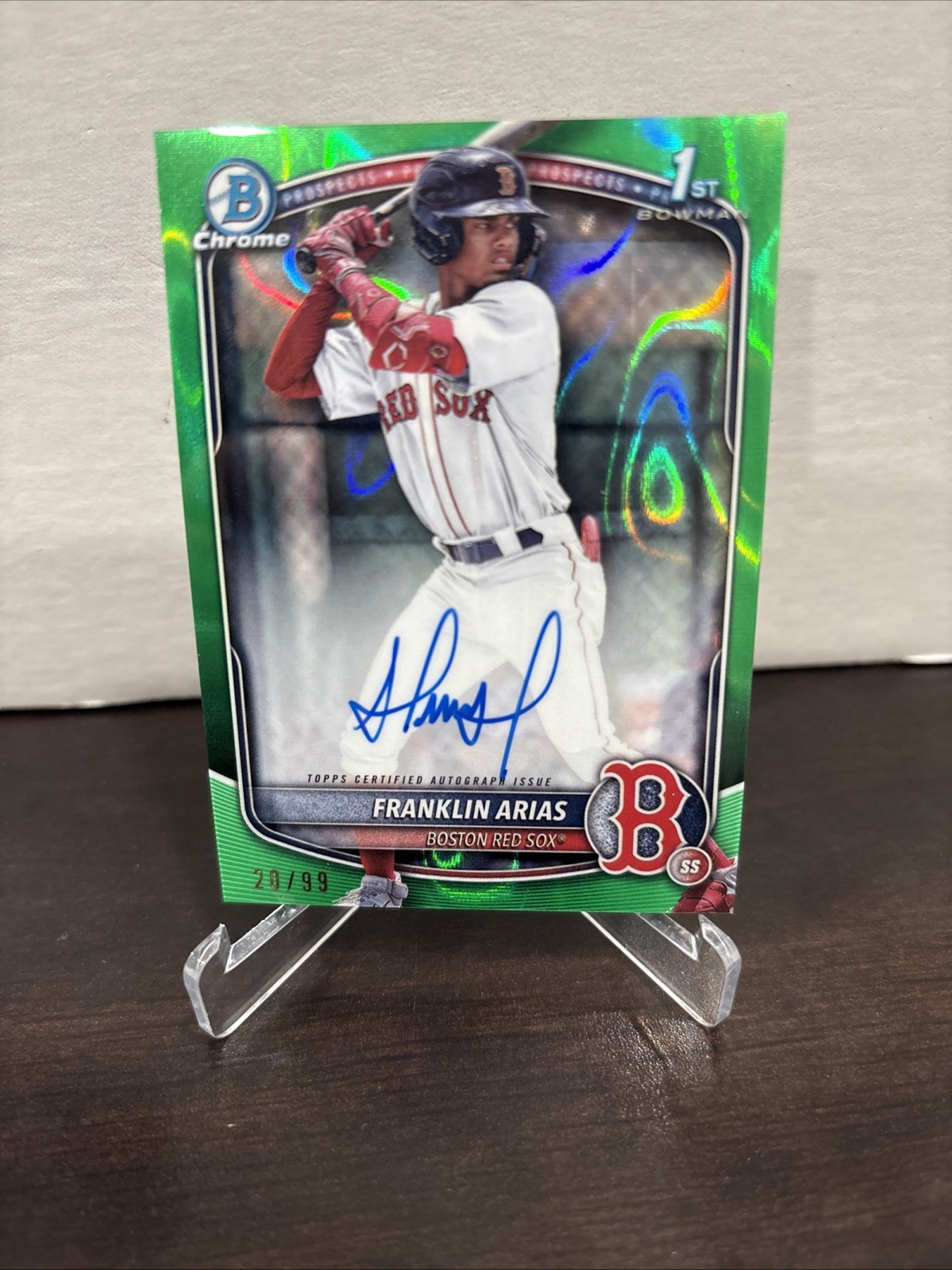 2025 Bowman Chrome 1st Auto Franklin Arias Green Lava #CPS-FA 20/99 Red Sox