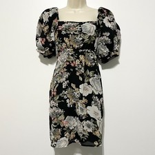 Nasty Gal Womens Puff Sleeve Milkmaid Mini Dress US 6 Dark Cottagecore Coquette