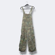 Da-Nang Camo Silk Cotton Cargo Overalls Womens M Embroidered Bird Patchwork Boho