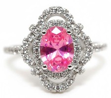 2CT Treated Pink Sapphire  Topaz 925 Solid Sterling Silver Ring Jewelry Sz 9