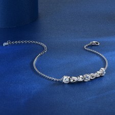 Bracciale Infinity Placcato Oro 14K 1,5ct Taglio Tondo Creato in Laboratorio Test Pass Diamanti