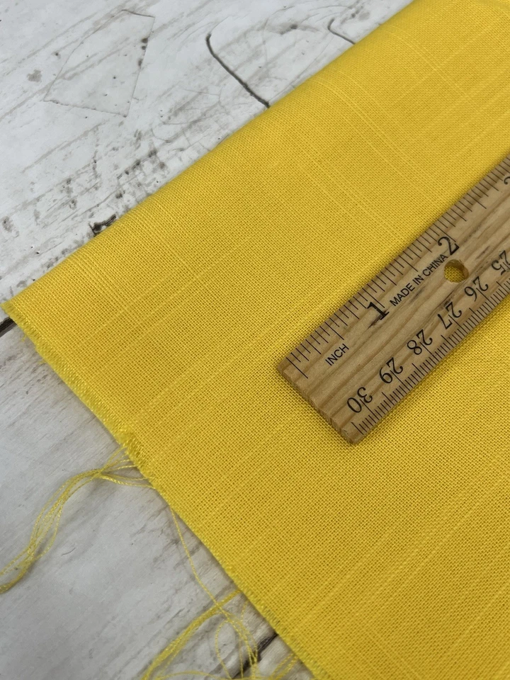 Bright Yellow Polyester Fabric 2/3 yards 58" Wide Unbranded Linen Look Textured - Image 3 of 4