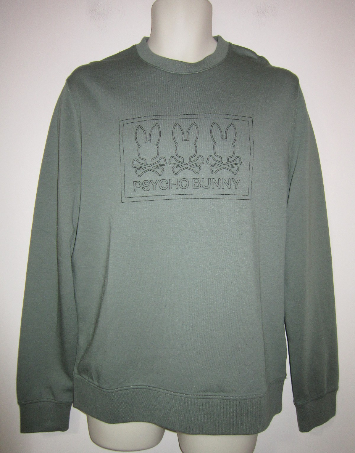PSYCHO BUNNY Tacoma Heavy Stitching Modal Sweatshirt Laurel Wreth Green Sz S