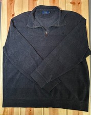 Polo Ralph Lauren Double-Knit Mesh Quarter-Zip Pullover Mens XXL Dark Plaid Gray