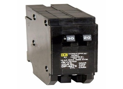 Compact 30A/20A Tandem Circuit Breaker by Square D - Easy Plug-in Installation