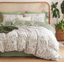 Sage Green Duvet Cover Queen Size Romantic Floral Botanical Bedding Set 3 Pcs fo