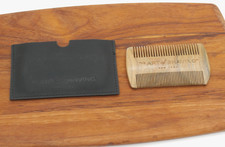Sandalwood Beard Mustache Hair Comb Double-Sided w/Black Pocket Case Travel NICE