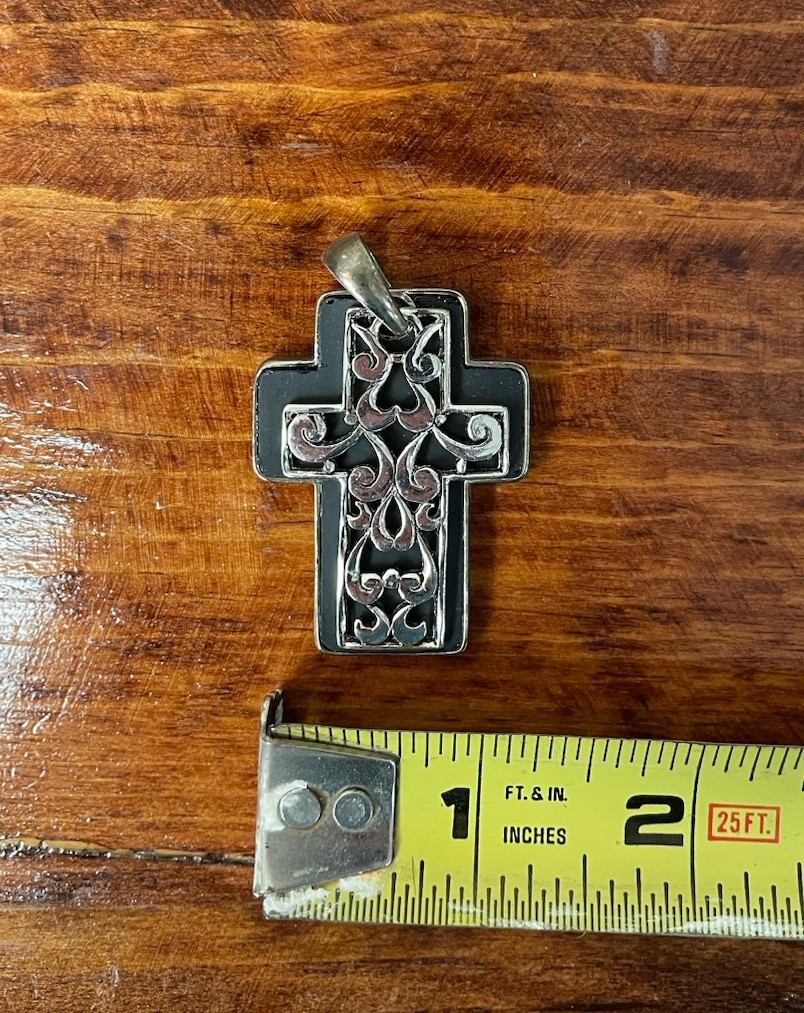 Sterling Silver ATI Scrollwork Cross Pendant - image 5