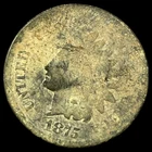 1875 Indian Head Cent - Antique United States of America 1c Penny Coin