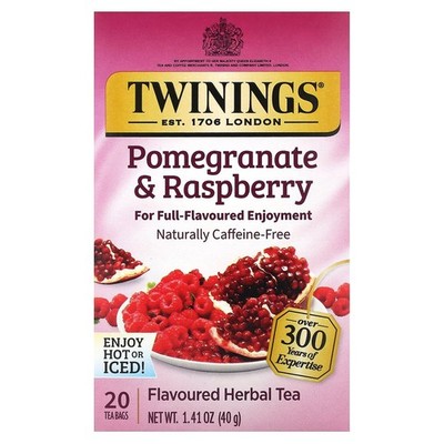 Twinings Pomegranate & Raspberry Herbal Tea 20 Count (Pack of 1), No Color