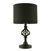 Classic Twist Metal Table Lamp in Matte Black with Black Drum Shade by Happy ...