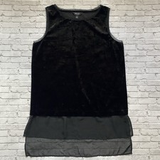 Simply Vera Vera Wang Black Velvet Sheer Trim Sleeveless Blouse