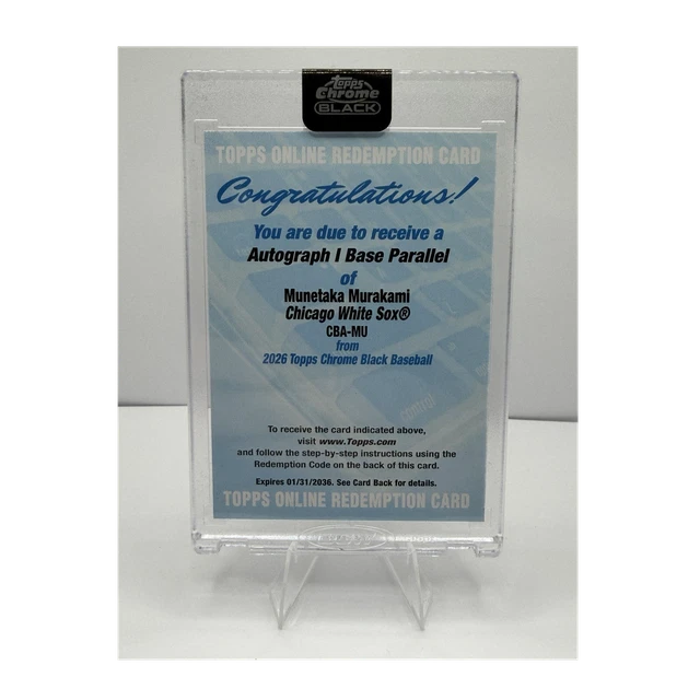 2026 Topps Chrome Black Munetaka Murakami White Sox Auto Redemption