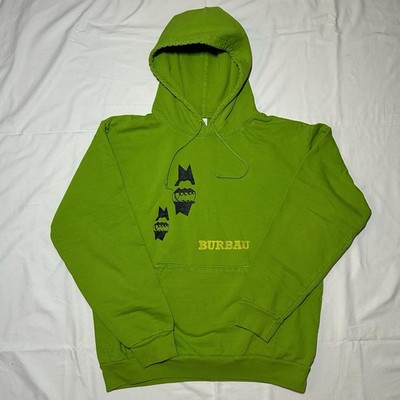 Everybody World Burbau Defunct Streetwear Chaotic Graphic Green Hoodie - Size L