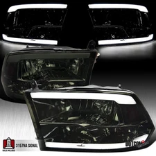 Fits 2009-2018 Dodge Ram 1500 2500 3500 Smoke Quad Headlights LED Lamps 09-18