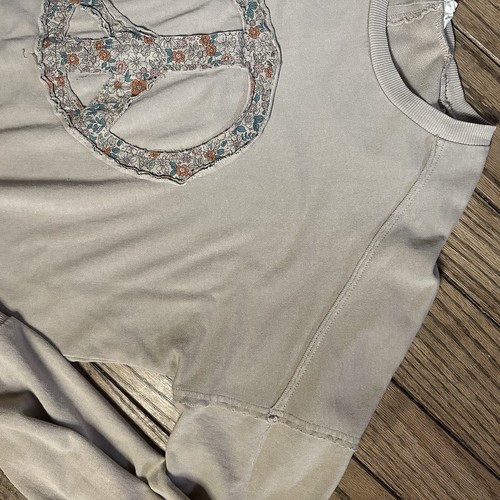 Easel Women's Peace Sign Mineral Washed Sweatshirt Top Size L - Bild 6 von 11