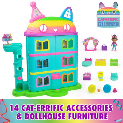 Gabi Xyy Gabby's Dollhouse 14 Pc Celebration Dollhouse 25-Inches Tall with