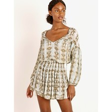 Indah Sashi Blouson Mini Dress Water Viper Women’s Large