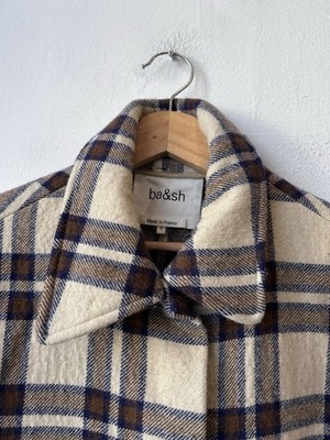 Ba&sh Coat Made In France Women s Plaid Wool Cream Size Small