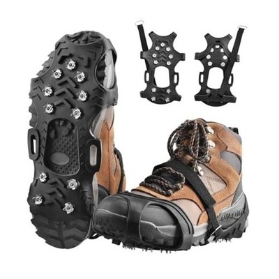  Ice Cleats for Shoes and Boots Anti Medium 03 Black - 11 Spikes with Straps