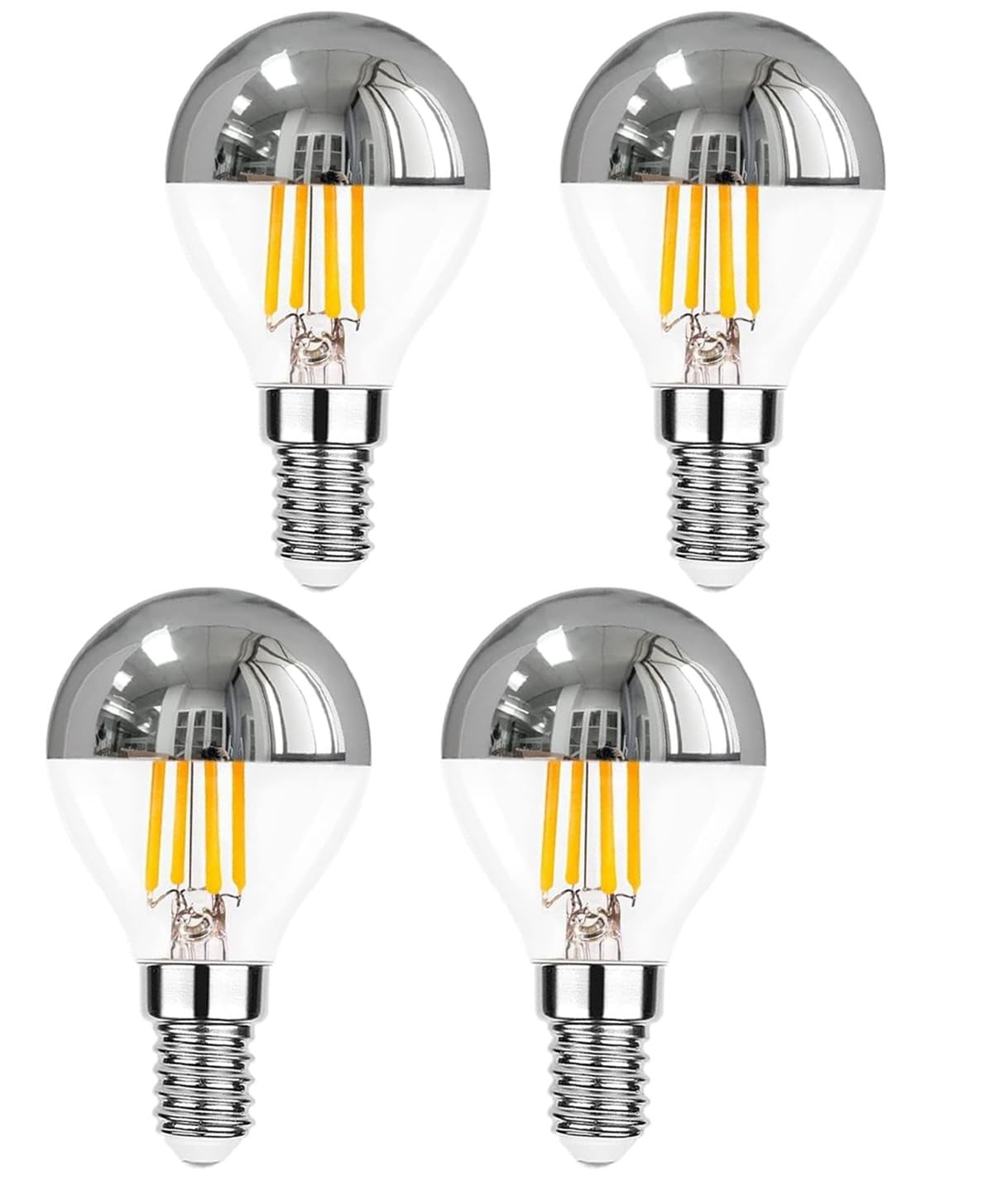 G45 G14 4W Dimmable E12 LED Edison Half Chrome Light Bulb Crown Globe Candela...