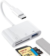 USB C SD Card Reader for iPhone 15 16 17/iPad Pro/MacBook, USB-C Type-C 3-in-1