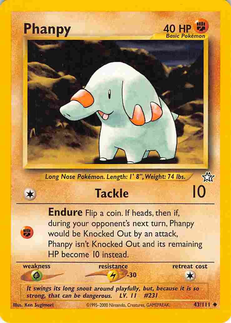 Phanpy 43/111 Uncommon Neo Genesis Pokemon LP