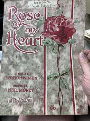 D 1920  Sheet Music Ziegfeld Follies Tune    ROSE OF MY HEART 